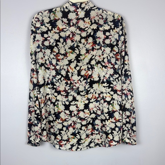 Rose & Olive Black & Cream Floral Buttoned Blouse with Notched Collar Size Large - Picture 11 of 11